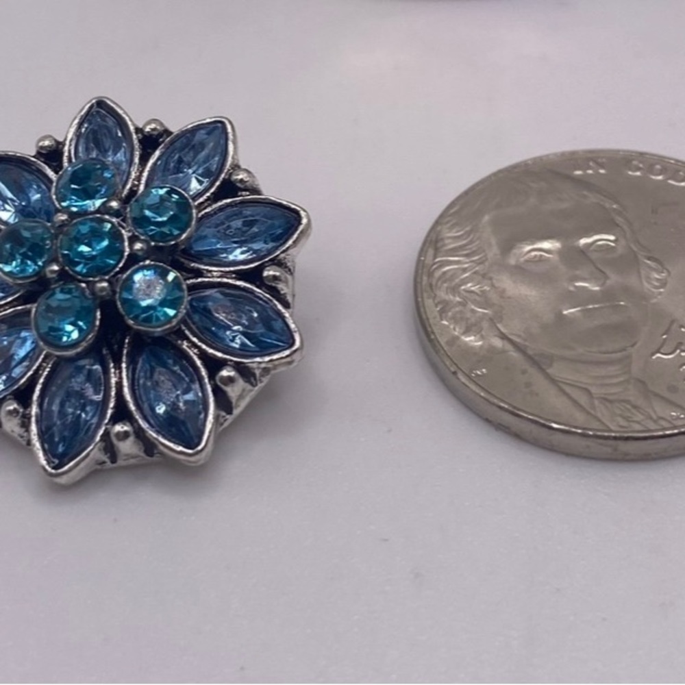Ginger Snap #211 - “Aqua Bouquet Snap” For 18mm Snap Jewelry! - Picture 6 of 6